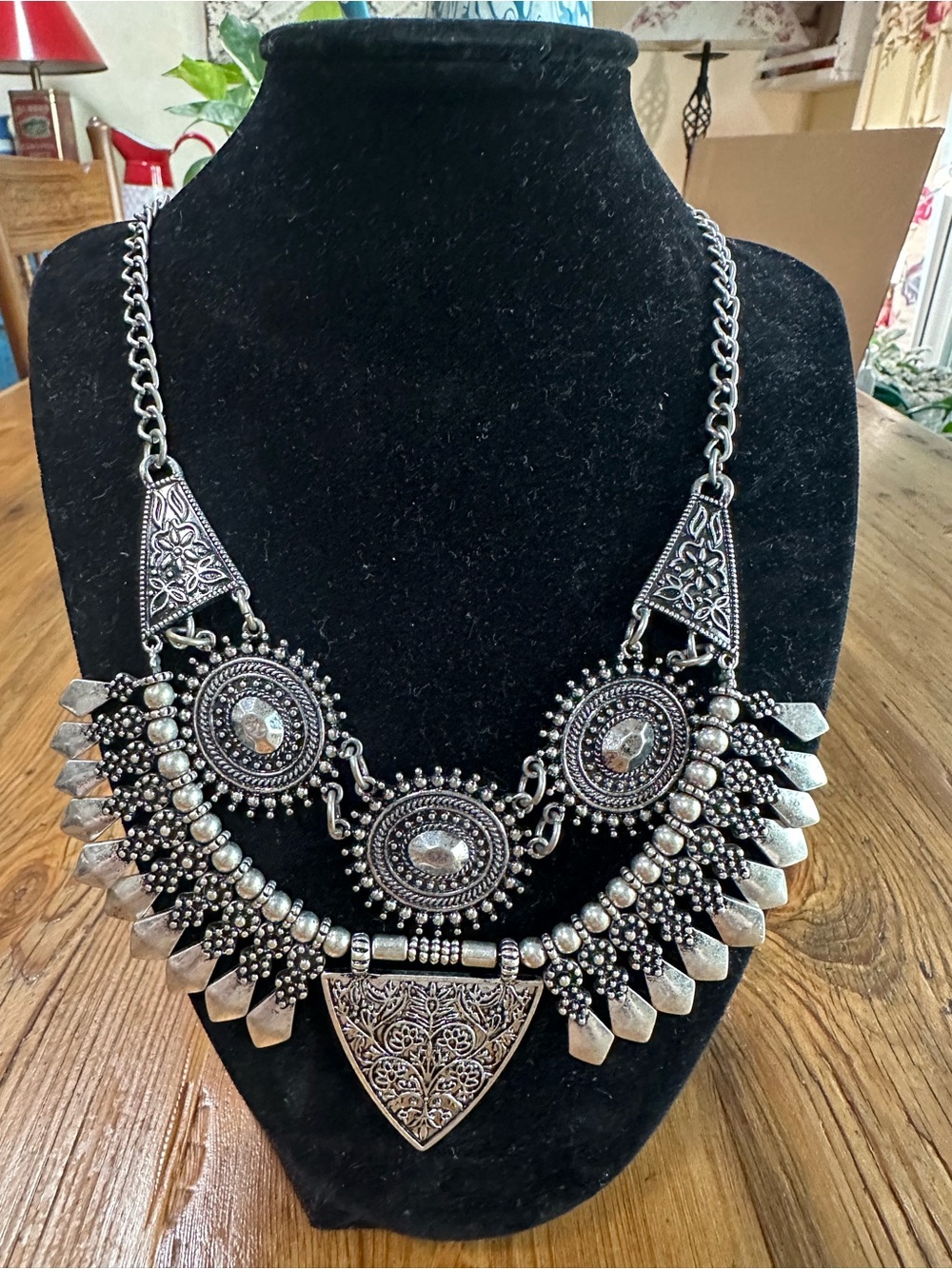 Free People Vintage-Inspired Silver Boho Statement Necklace